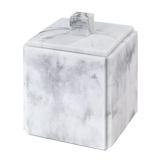 Avanti Linens - Covered Jar, Multipurpose, Home Décor, Marble Inspired Bathroom Décor (Catania Collection),Gray