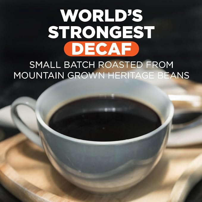Maud's World's Strongest Decaf Coffee Pods, 100 ct, Decaffeinated Dark Roast Coffee in Single Serve Pods – 100% Arabica Coffee, Compatible with Keurig K Cups Maker