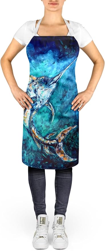 Caroline's Treasures American Marlin Apron Cooking Kitchen Server Baking Crafts Gardening for Adult Women Men, Unisex, Large, Multicolor