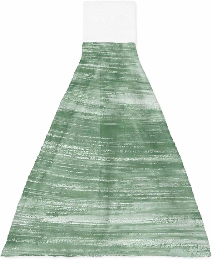 Alandar Home Kitchen Tie Towel Set of 1, Retro Sage Green Texture Absorbent Soft Hand Towels for Bathroom Hanging Towels, Modern Abstract Art Fast Drying Cleaning Cloth with Loop