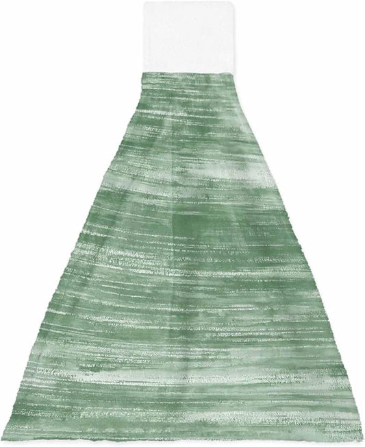 Alandar Home Kitchen Tie Towel Set of 1, Retro Sage Green Texture Absorbent Soft Hand Towels for Bathroom Hanging Towels, Modern Abstract Art Fast Drying Cleaning Cloth with Loop