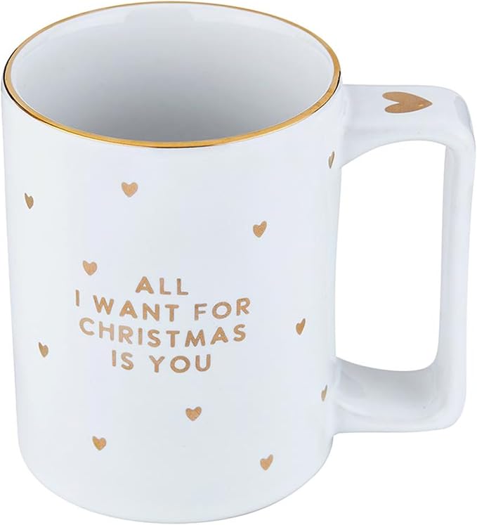Santa Barbara Design Studio Holiday Ceramic Mug with Gold Foil Detail, 16-Ounces, Want For XMAS