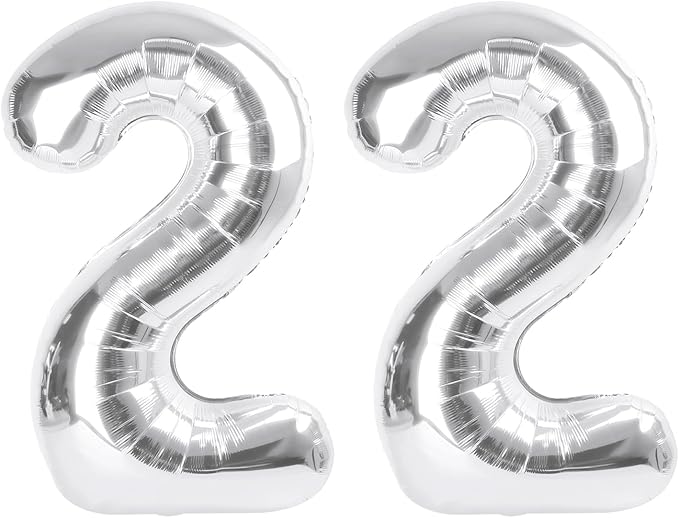 Numbers 22 Balloons, 22nd Silver Party Decorations for Girl Boys, 40 In Big 22nd Balloons for Engagement, Wedding, Celebration Party, Graduations, Photo Shoot