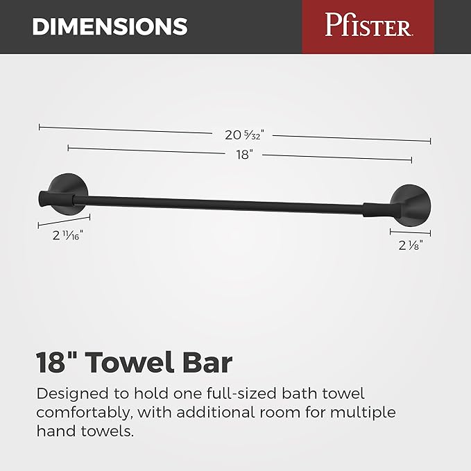 Pfister Willa Bath Towel Bar for Bathroom, 24-Inch, Wall-Mounted, Screw-in, Brushed Gold Finish, BTBWLL2BG