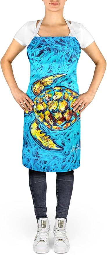Caroline's Treasures Turtle Drive Apron Cooking Kitchen Server Baking Crafts Gardening for Adult Women Men, Unisex, Large, Multicolor