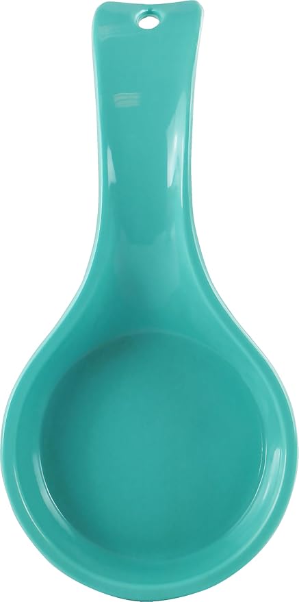 Reston Lloyd Kitchen Counter Utensil Spoon Rest, Ladles, Spaghetti Forks, & Spatulas, Durable BPA-Free Plastic – Dishwasher Safe, Décor, Space Saving Hanging Hole on Handle, Aqua