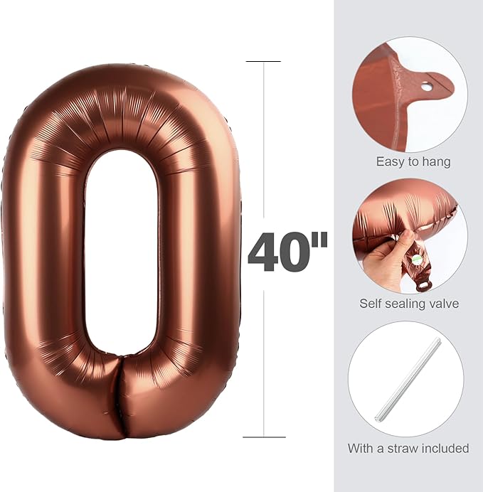 1 Balloons Number for First Birthday, Balloon Numbers 40 Inch, Coffee Brown for Baby Shower, 1St Big Baloon for 1 11 12 13 16 18 21 Birthday Wedding Anniversaries Party