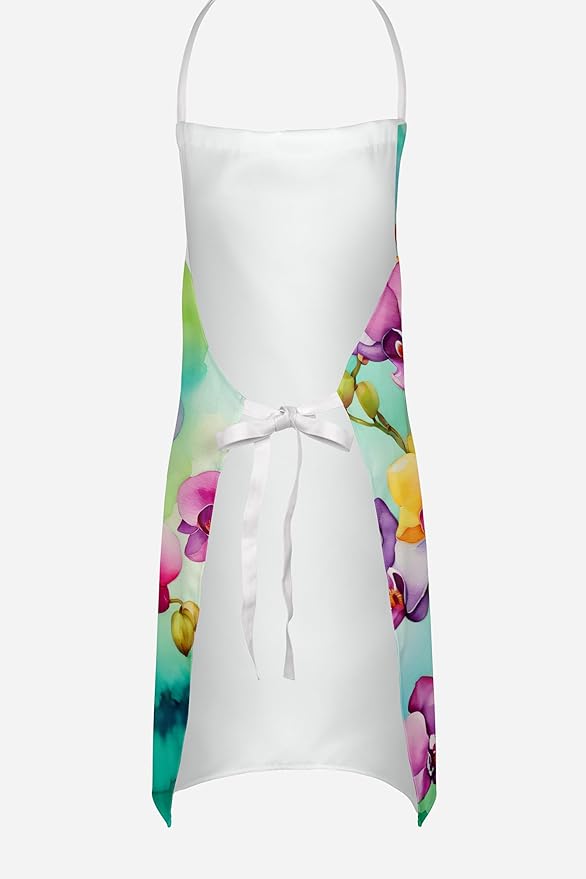 Caroline's Treasures Orchids in Watercolor Apron Cooking Kitchen Server Baking Crafts Gardening for Adult Women Men, Unisex, Large, Multicolor