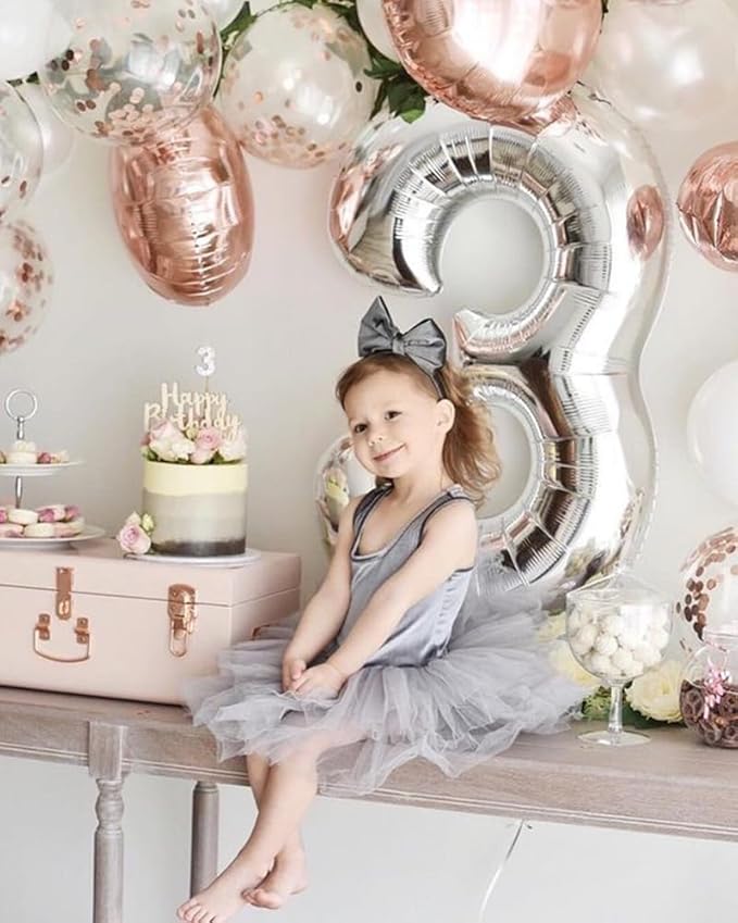 Big 23 Balloons Number, 40 Inch 32 Balloon for Women Men, Silver Number Ballons for Party Birthday, Photo Prop, Wedding, Celebration, Graduation