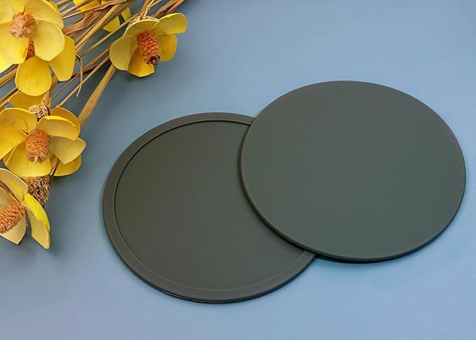 ONLYKXY 3 Pieces 3.93 Inch Silicone Coasters, Round Coasters for Drinks, Beverage Coffee Tea Coaster (Dark Grey)