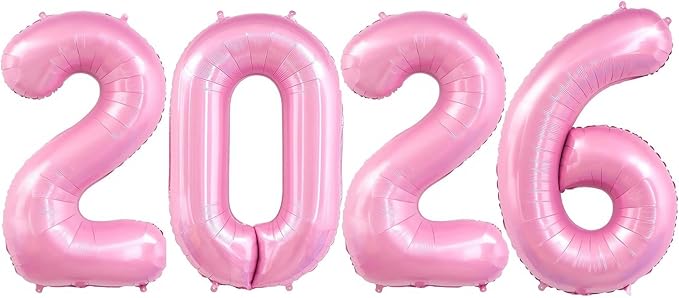 Pastel Pink 2026 Balloons, 40 Inch 2026 Number Balloon Foil New Year Balloon Numbers for New Years Eve Party Graduation Party Decoration