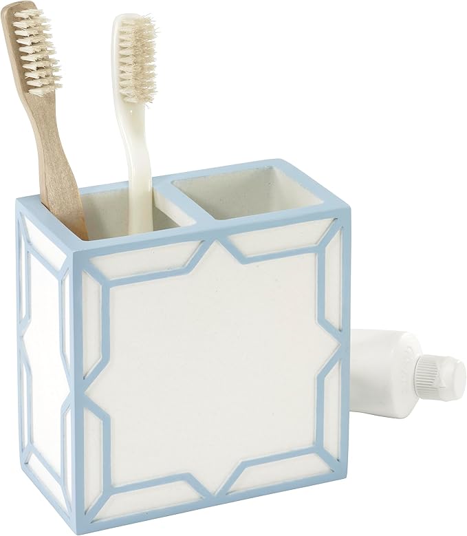 Izod – Toothbrush Holder, Hand-Painted Sand Resin with Trellis Design, Geometric Home Decor – Perfect for Organizing Bathroom Essentials (Trellis)