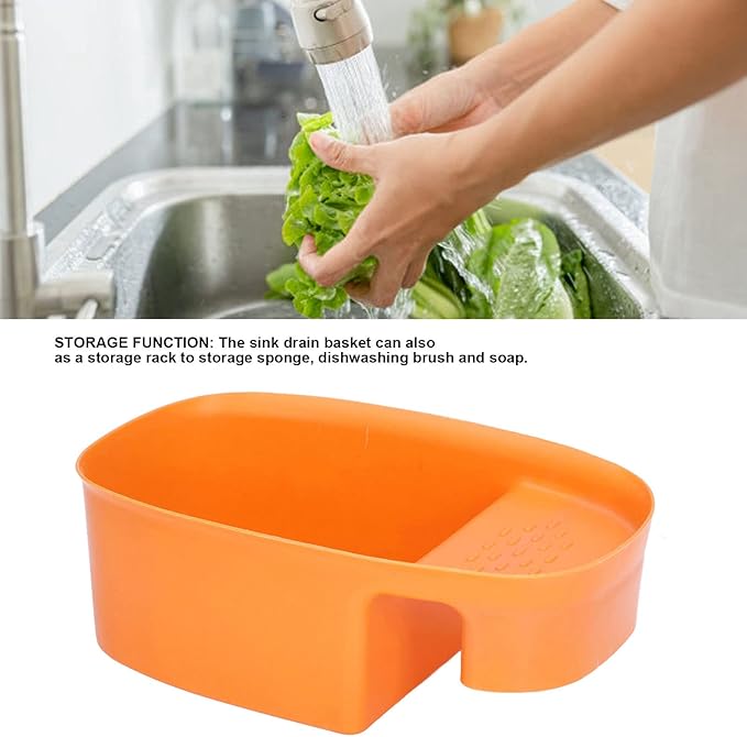 aqxreight Sink Drain Basket Household Saddle Shaped Mesh Strainer Kitchen Waste Vegetable Fruits (Orange)