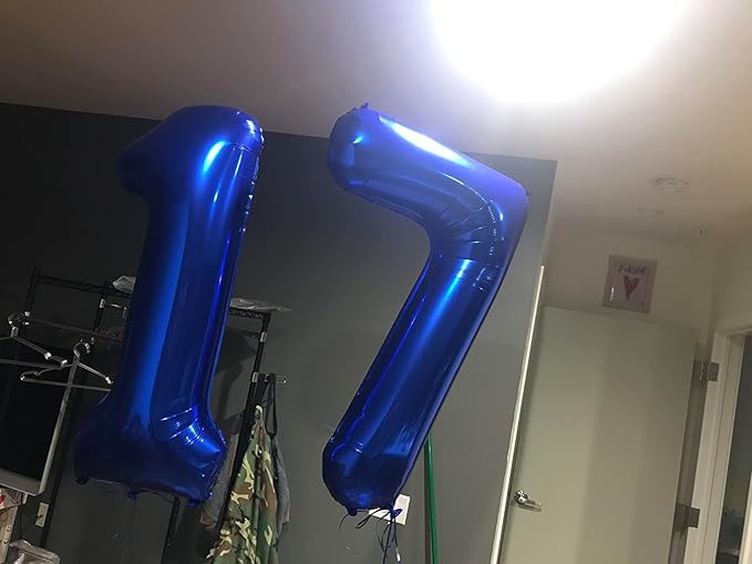 Balloon Numbers 40 Inch, 7 Balloons for Birthday Party, Navy Blue Number Balloons for 7, 17, 27 Game Competition Wedding Anniversaries Party