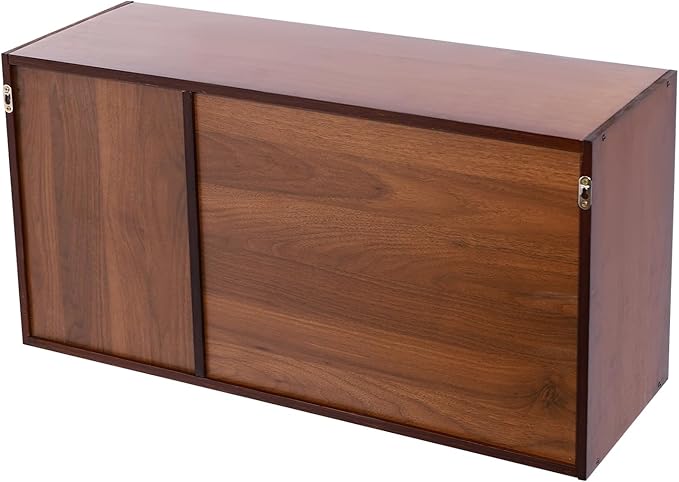 Countertop Kitchen Pantry Cabinet,Bamboo Wall Sideboard with Sliding Glass Doors,Pantry Cabinet for Kitchen, Living Room,Dinning,Bedroom,Walnut,31.5" W