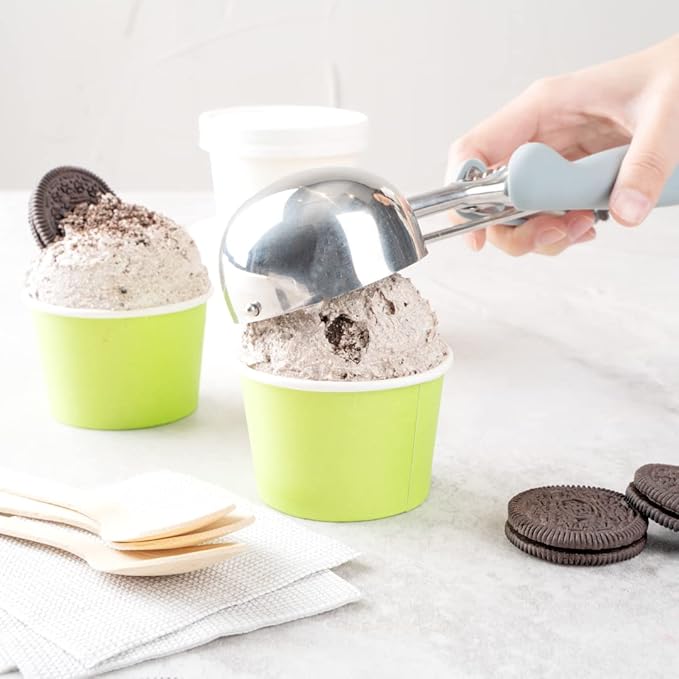 Coppetta 4 Ounce Dessert Cups, 50 Disposable Ice Cream Cups - Lids Sold Separately, Heavy-Duty, Green Paper Frozen Yogurt Bowls, For Hot And Cold Foods, Perfect For Gelato Or Mousse - Restaurantware