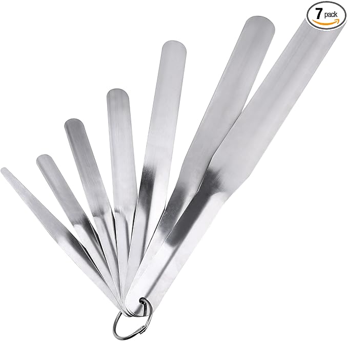 7 Packs Caulking Spatula Tool Set, Stainless Steel Multi-Size Caulk Finishing Spatulas for Bathroom, Kitchen, Window, and Door Sealing