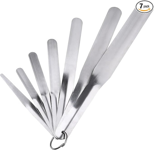 7 Packs Caulking Spatula Tool Set, Stainless Steel Multi-Size Caulk Finishing Spatulas for Bathroom, Kitchen, Window, and Door Sealing