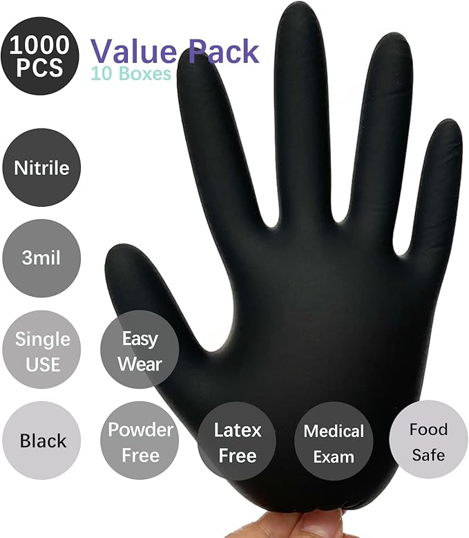 Dr.GreenPanda Nitrile Gloves - 3 Mil - Food Safe & Medical Exam Disposable Gloves - Latex Free Powder Free Non-Sterile
