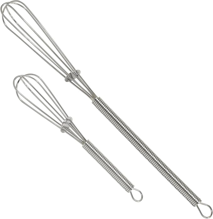 R&M Mini Whisk 2-Piece Set – Includes 7" and 4" Chrome Plated Whisks for Mixing, Beating & Blending – Compact Kitchen Tools for Cooking & Baking