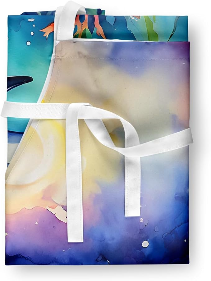 Caroline's Treasures Dolphin Apron Cooking Kitchen Server Baking Crafts Gardening for Adult Women Men, Unisex, Large, Multicolor