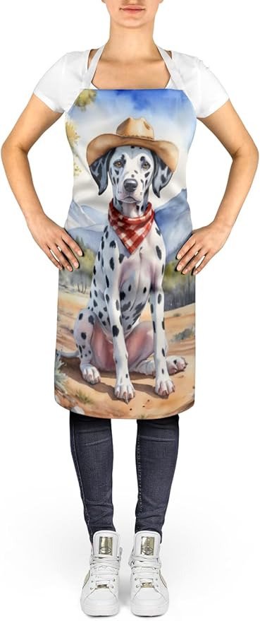 Caroline's Treasures Dalmatian Cowboy Welcome Apron Cooking Kitchen Server Baking Crafts Gardening for Adult Women Men, Unisex, Large, Multicolor
