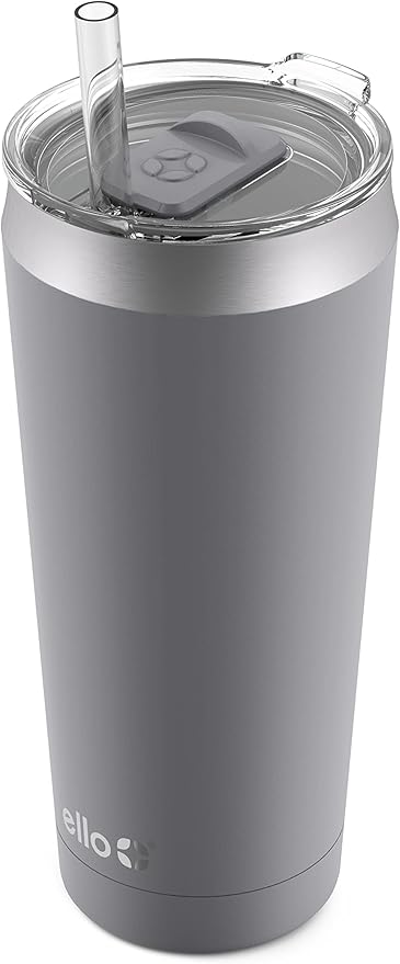 Ello Beacon Vacuum Insulated Stainless Steel Tumbler with Slider Lid and Optional Straw