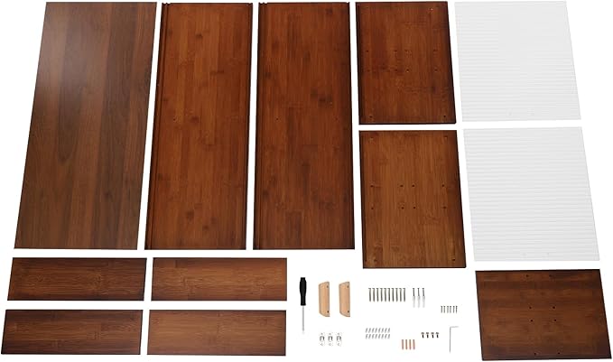 Countertop Kitchen Pantry Cabinet,Bamboo Wall Sideboard with Sliding Glass Doors,Pantry Cabinet for Kitchen, Living Room,Dinning,Bedroom,Walnut,30.3" W