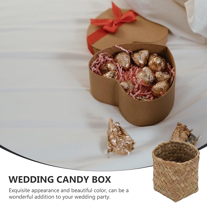 Mini Straw Basket Party Favor Container Small Woven Box Candy Holder for Wedding Home D Cor and Storage