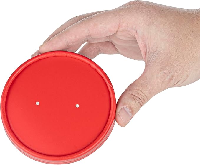 Bio Tek Round Red Paper Soup Container Lid - Fits 12 oz - 200 count box
