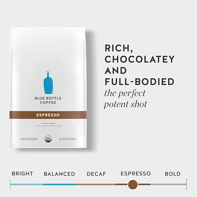 Blue Bottle Whole Bean Coffee, Dark Roast | Organic | Espresso Style | 12 Ounce | Pack of 2