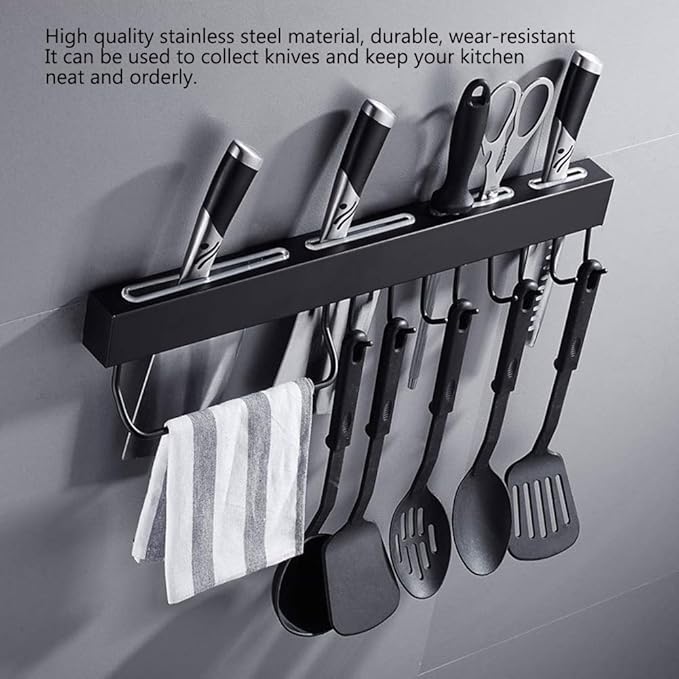 STAINLESS STEEL KITCHEN WALL MOUNTED KNIFE HOLDER STORAGE RACK FOR BATHROOM AND KITCHEN