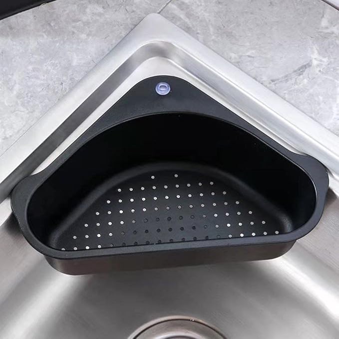 Kitchen Sink Drain Basket Storage Dish Rack Organizer Sink Shelf Soap Sponge Drain Rack Vegetables Fruit Drain Rack (Black, MIN 1 Quantity)