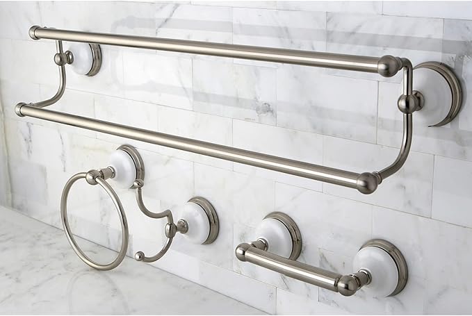 Kingston Brass BAK1113478ORB Victorian 4-Pieces Dual -Towel Bar Bathroom Hardware Set, 24 inch Length, Oil Rubbed Bronze