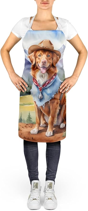 Caroline's Treasures Nova Scotia Duck Tolling Retriever Cowboy Welcome Apron Cooking Kitchen Server Baking Crafts Gardening for Adult Women Men, Unisex, Large, Multicolor