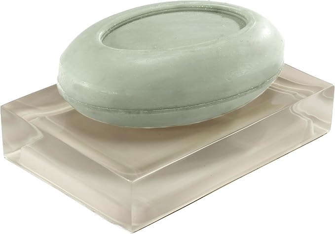Izod – Soap Dish, Clear Hand-Painted Resin with Sleek Modern Styling, Perfect for Holding Bar Soap or Sponges on Bathroom & Kitchen Counters (Marina)
