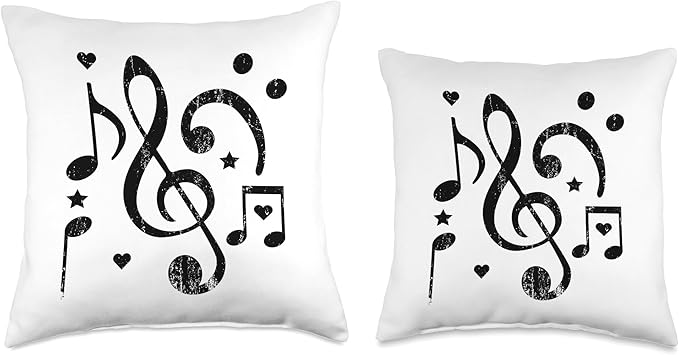 music singing hobby bass clef sheet music Musician Design Treble Clef Musical Notes Throw Pillow, 18x18, Multicolor