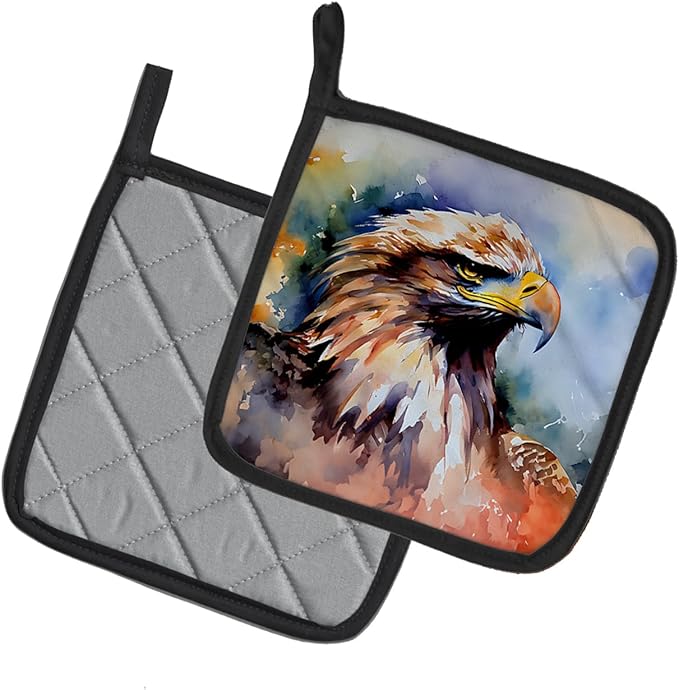 Caroline's Treasures Eagle Pair of Pot Holders Kitchen Heat Resistant Pot Holders Sets Oven Hot Pads for Cooking Baking BBQ, 7 1/2 x 7 1/2