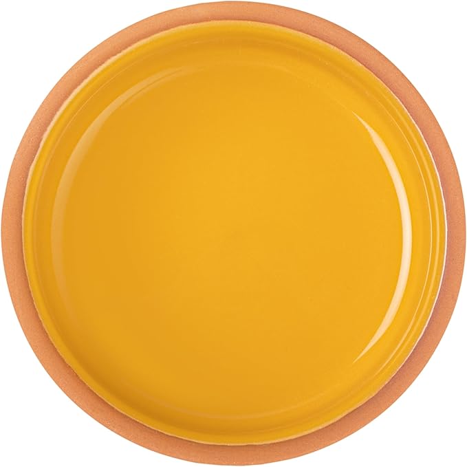 Restaurantware-Terra Tek 2.7 Ounce Terracotta Cazuelas, 2 Yellow Glazed Clay Pots For Cooking - Oven-Ready, Microwavable, Terracotta Serving Pots, Dishwashable, For Cooking And Serving