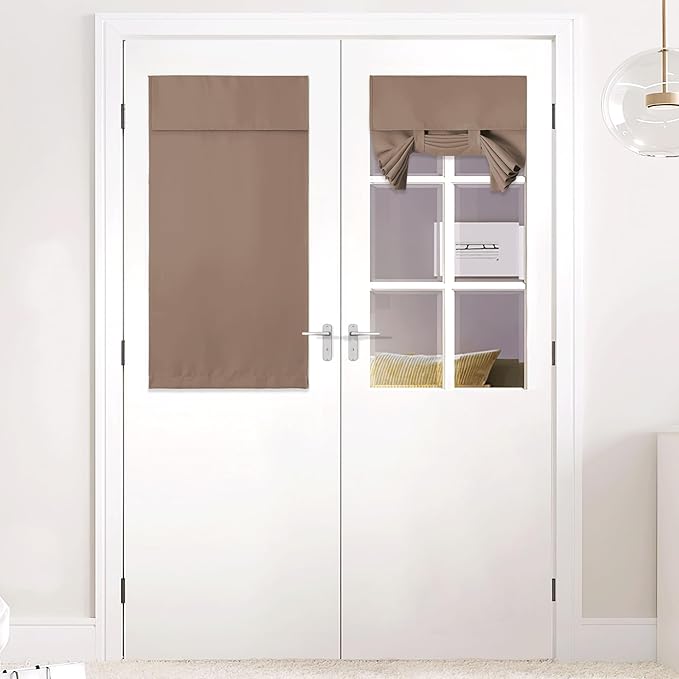 NICETOWN Blackout Small Door Curtain for Kitchen, Privacy Thermal Insulated Door Window Curtain for Classroom Window/Small Front Back Door/Office, 1 Panel, 26" Wide x 40" Long, Cappuccino