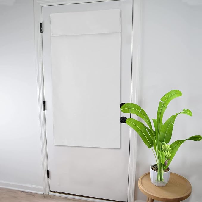 WdFour French Door Curtain - Blackout Thermal Insulated Door & Window Cover for Front/Side Doors - Noise Reducing & Energy Saving - Greyish White, 34x40 Inches, 1 Panel
