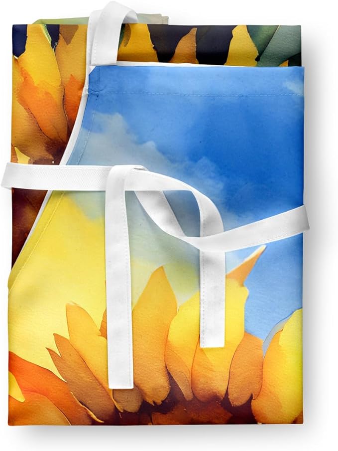 Caroline's Treasures Sunflowers in Watercolor Apron Cooking Kitchen Server Baking Crafts Gardening for Adult Women Men, Unisex, Large, Multicolor