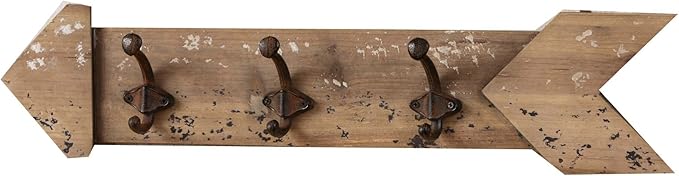 Your Heart's Delight 23.75"x5.25"x5.25" Arrow Wall Décor with Three Hooks