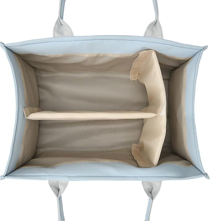 Quilted Fabric Storage Basket Floral Baby Diaper Caddy Quilted Basket for Nursery Bedroom Car Storage (L- Blue Bear)