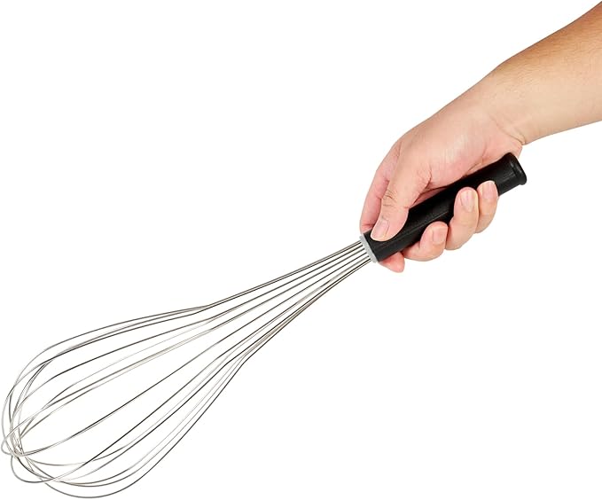 Restaurantware Met Lux 18 x 5 Inch Baking Whisk 1 Piano Whisk With Ergonomic Handle - Dishwashable Won't Corrode Stainless Steel Whisk For Whipping Baking Or Cooking