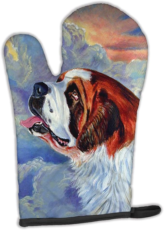 Caroline's Treasures 7085OVMT Saint Bernard Loyalty Oven Mitt Heat Resistant Thick Oven Mitt for Hot Pans and Oven, Kitchen Mitt Protect Hands, Cooking Baking Glove