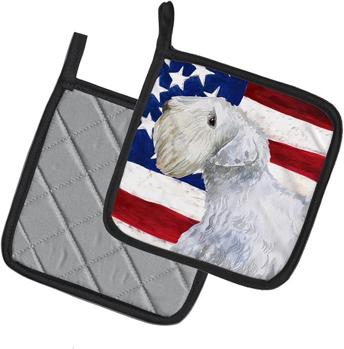 Caroline's Treasures BB9684PTHD Sealyham Terrier Patriotic Pair of Pot Holders Kitchen Heat Resistant Pot Holders Sets Oven Hot Pads for Cooking Baking BBQ, 7 1/2 x 7 1/2