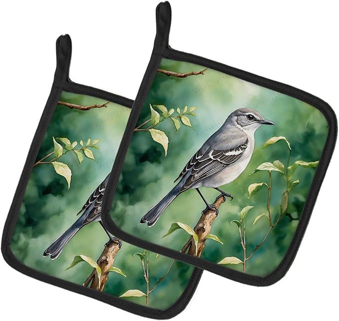 Caroline's Treasures Tennessee Northern Mockingbird Pair of Pot Holders Kitchen Heat Resistant Pot Holders Sets Oven Hot Pads for Cooking Baking BBQ, 7 1/2 x 7 1/2