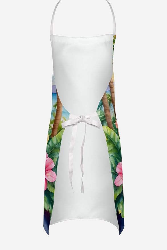 Caroline's Treasures Maltese Luau Apron Cooking Kitchen Server Baking Crafts Gardening for Adult Women Men, Unisex, Large, Multicolor