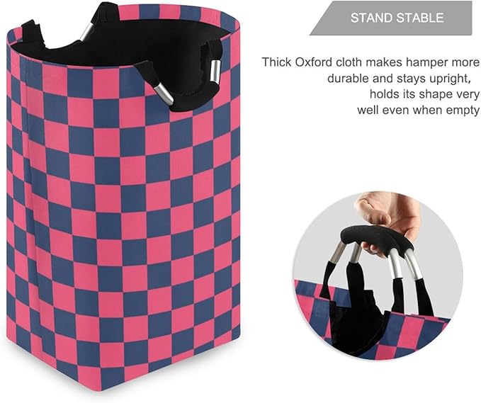 Purple and Blue American Plaid laundry baskets, collapsable and waterproof baskets for organizing with sturdy handle for toys clothing 51L canastas para ropa sucia ni?os